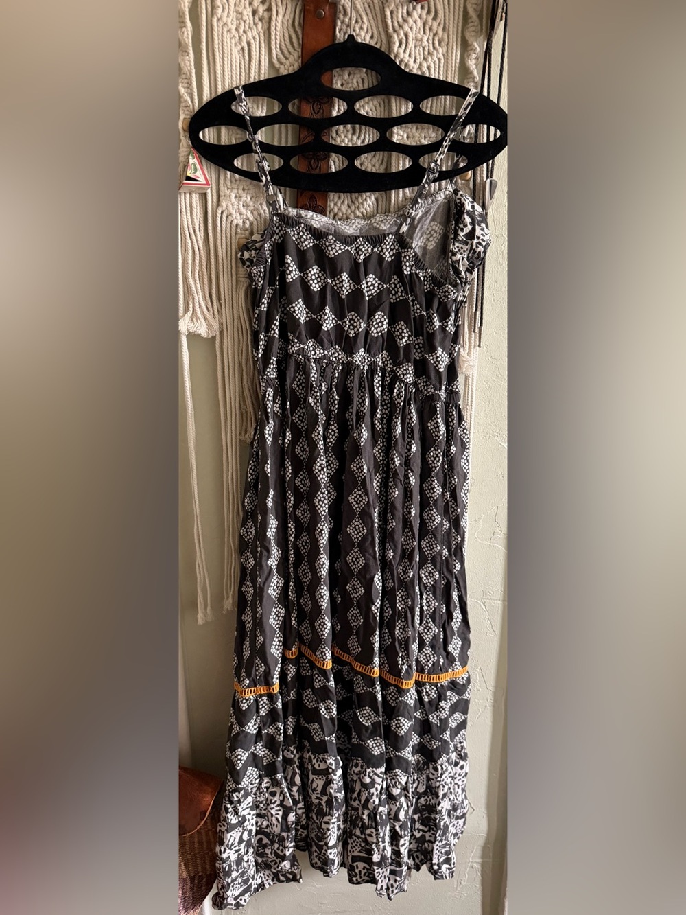 Cat & Jack Black Maxi Skirt with White Diamond Print